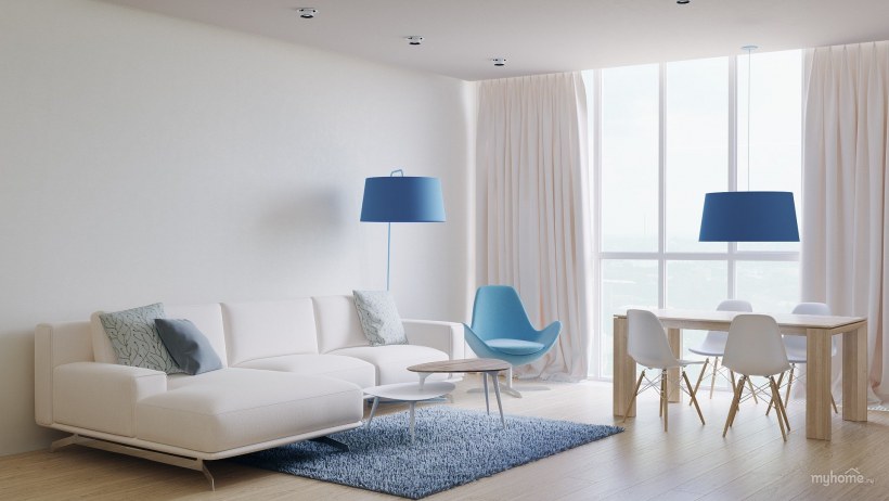 Однотонные стены в интерьере