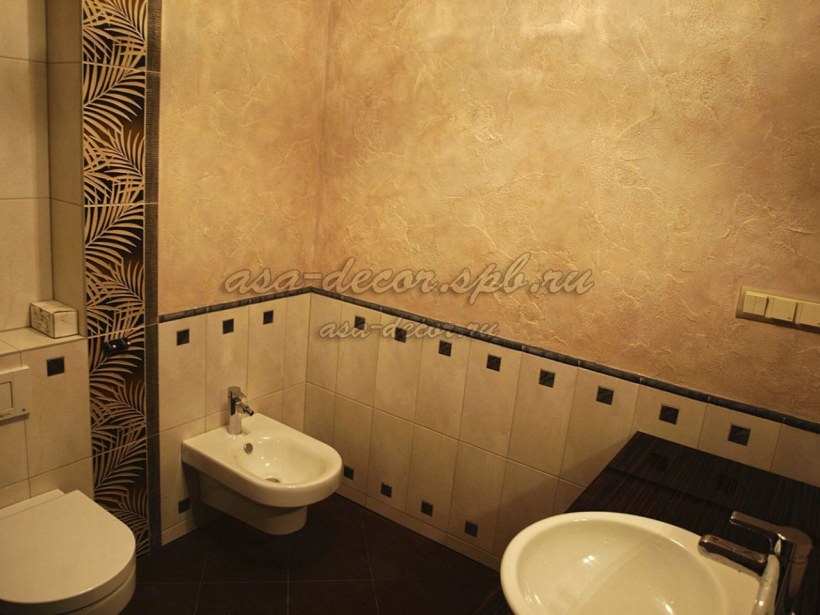 Декоративная штукатурка короед в ванной