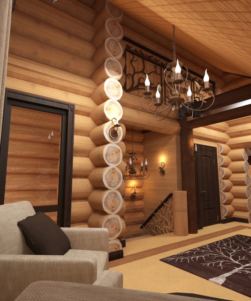 Колонны в интерьере гостиной