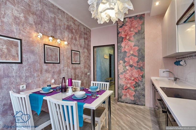 Комбинированные обои для кухни