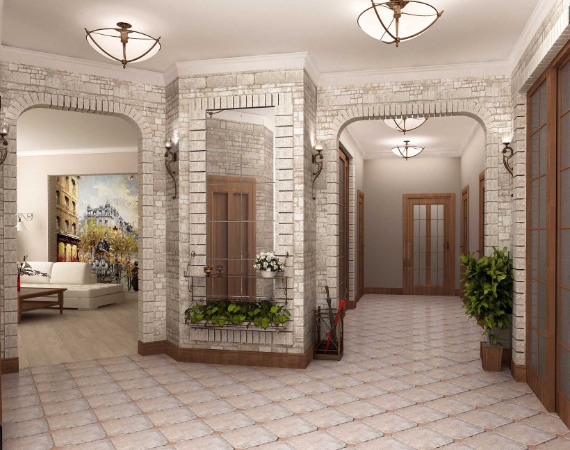 Интерьер холла в частном доме