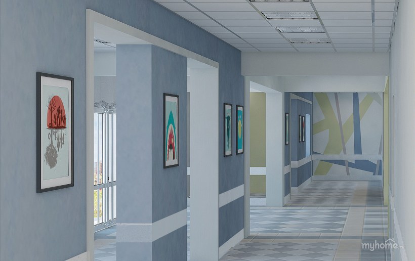 Интерьер школьного вестибюля