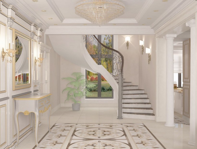 Интерьер холла в классическом стиле