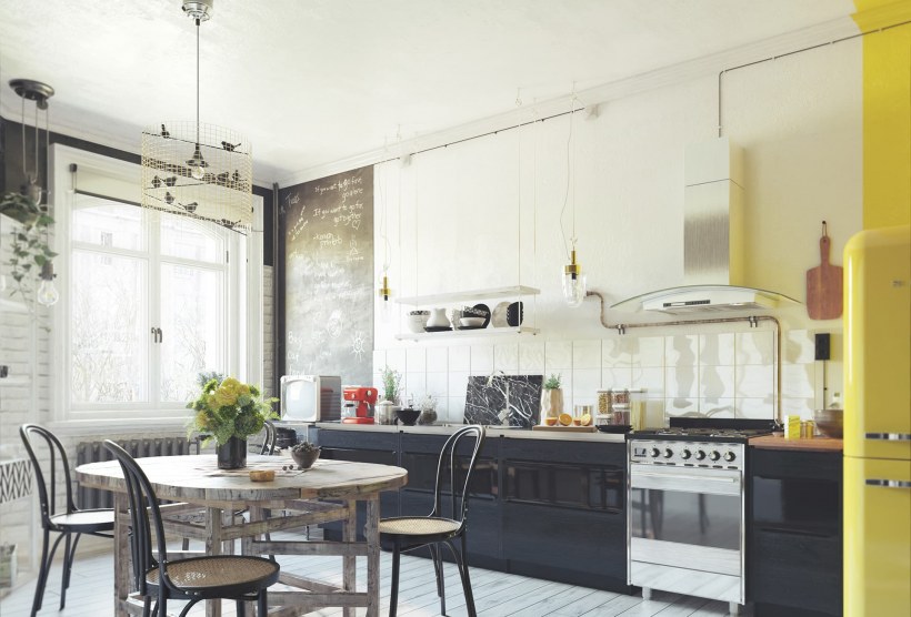 Линейная кухня в скандинавском стиле