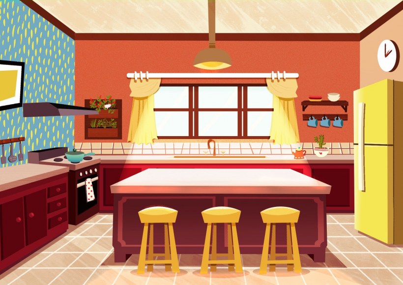 Мультяшная комната кухня