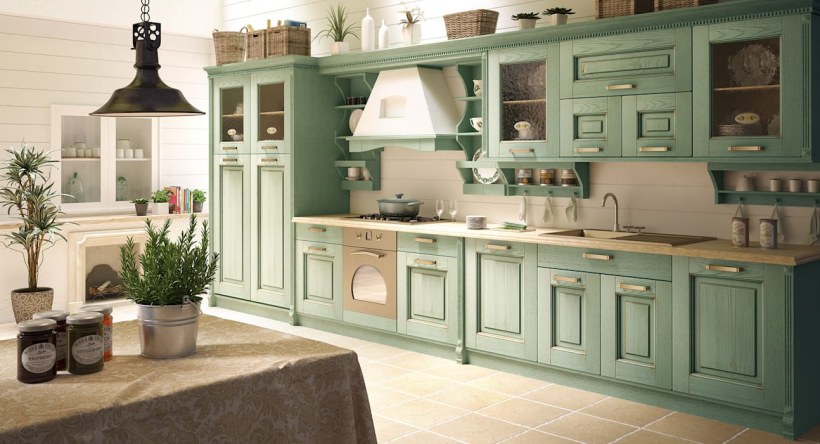 Кухни в прованском хаки стиле