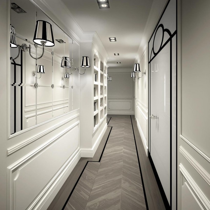 Молдинги в современной прихожей