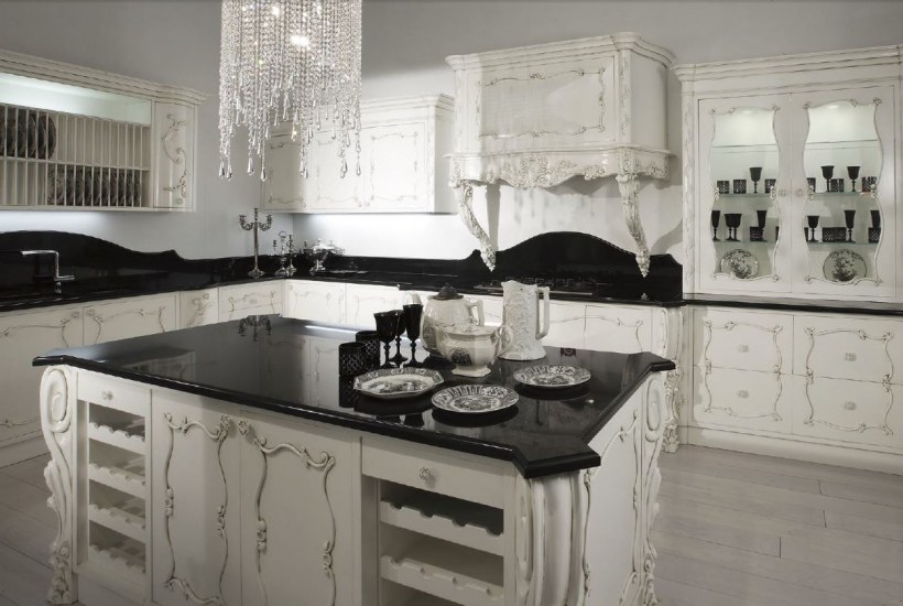 Черно белая кухня классика