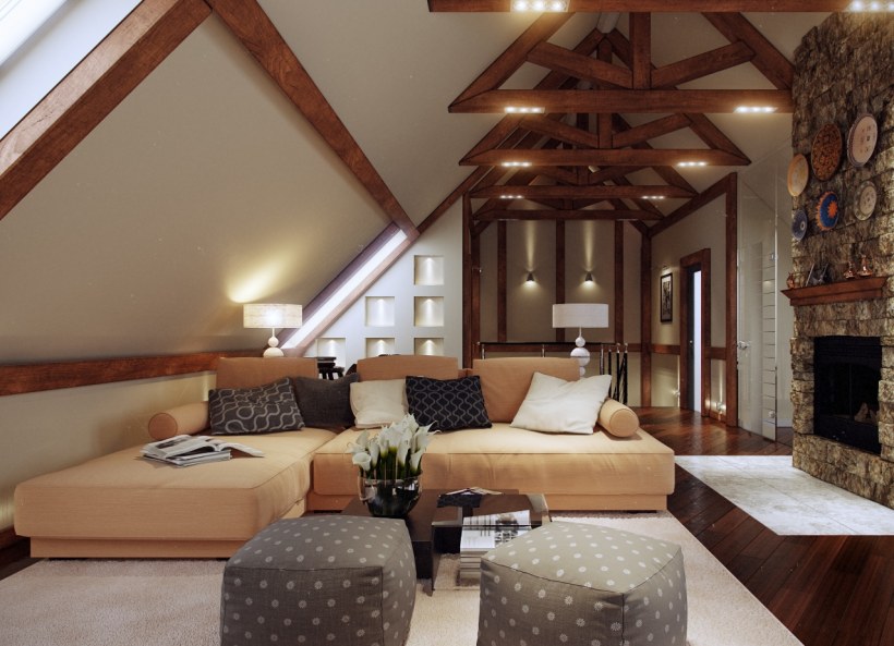 Интерьер мансарды