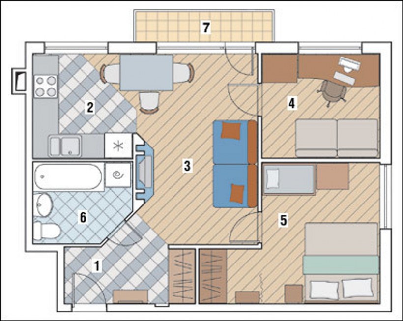 Интерьер трехкомнатной квартиры в хрущевке