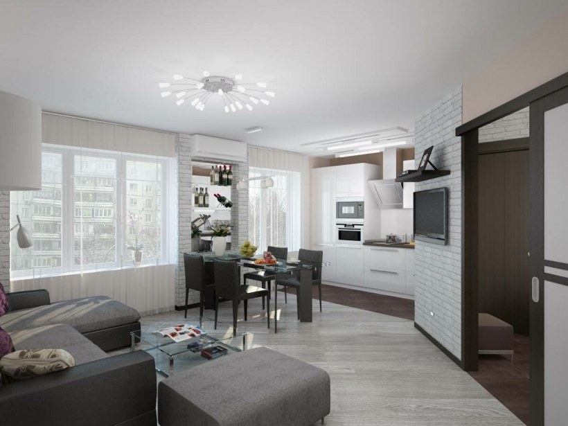 Перепланировка брежневки кухня