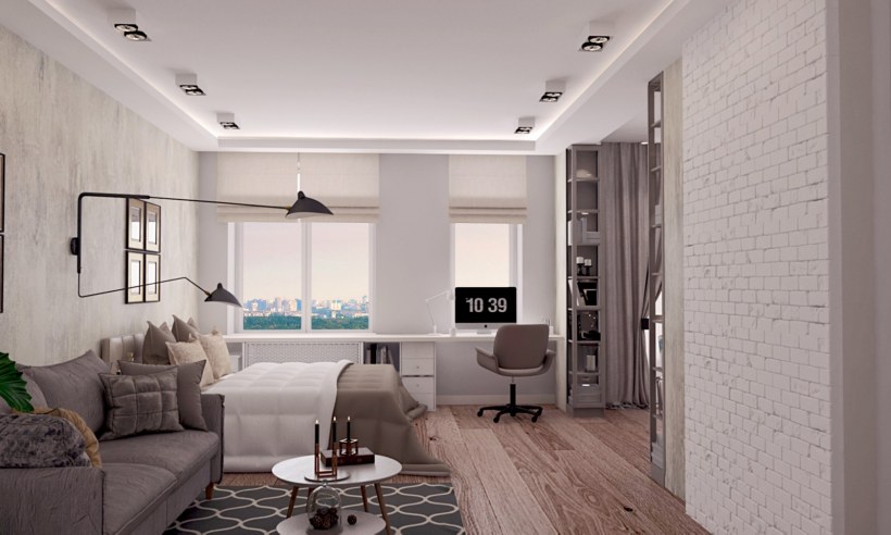 Интерьер в однокомнатной квартире 40 кв