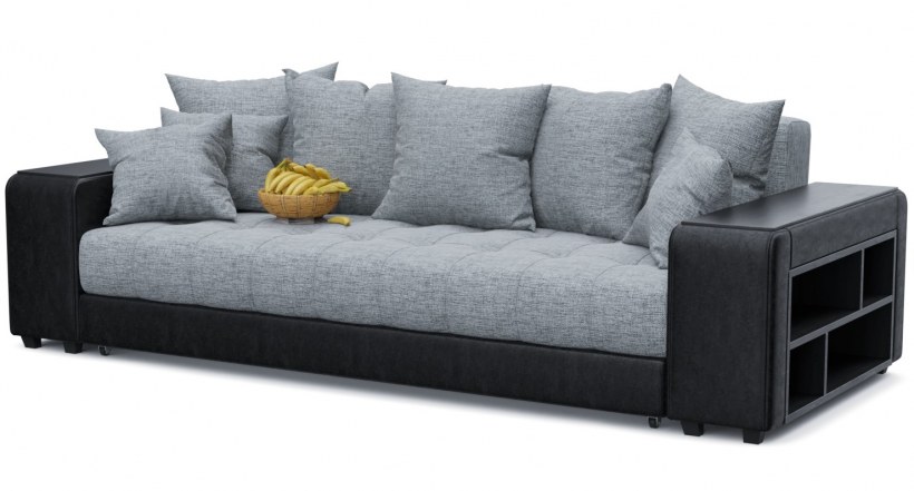 Диван прямой Дубай серая рогожка еврокнижка