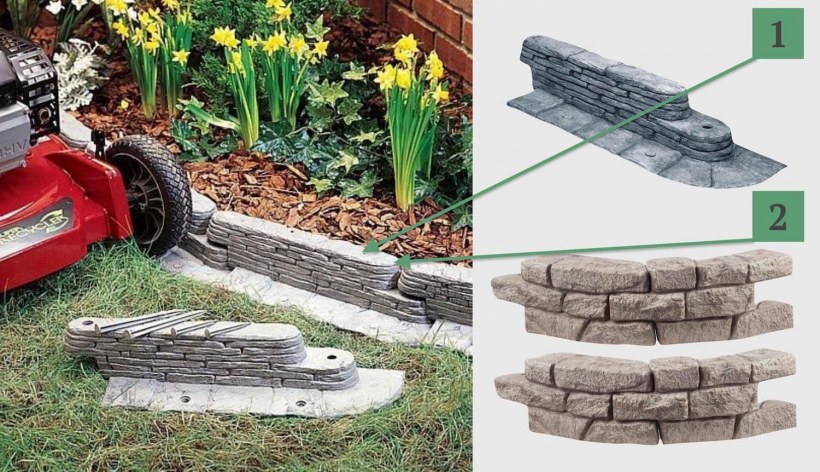 Бордюр из цемента для клумбы