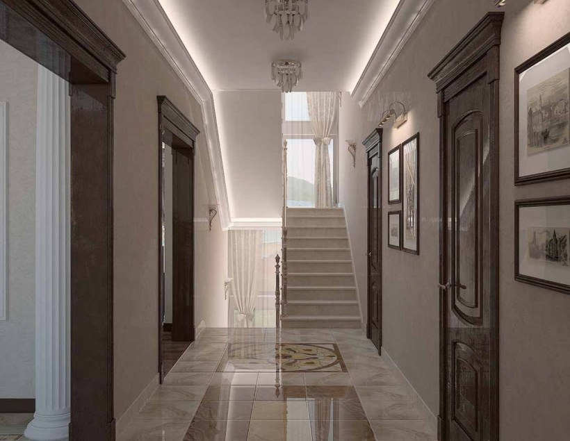 Длинный коридор в стиле Неоклассика