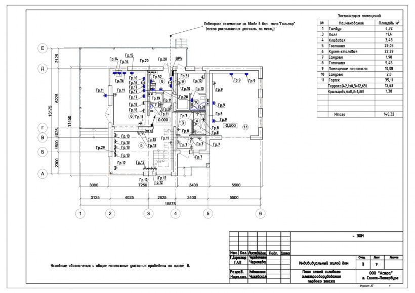 Схема электропроводки здания административного назначения