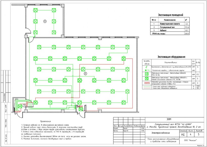 Схема светильники раздел ЭОМ