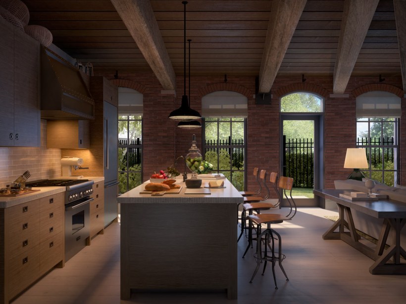 Маленькая летняя кухня в стиле лофт