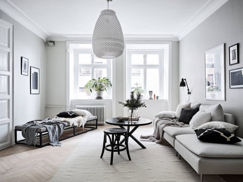 Сканди стиль в интерьере гостиной