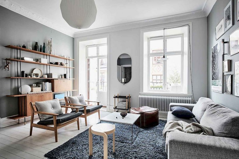 Сканди стиль гостиная серая