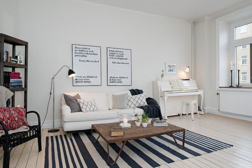 Пианино в интерьере в скандинавском стиле