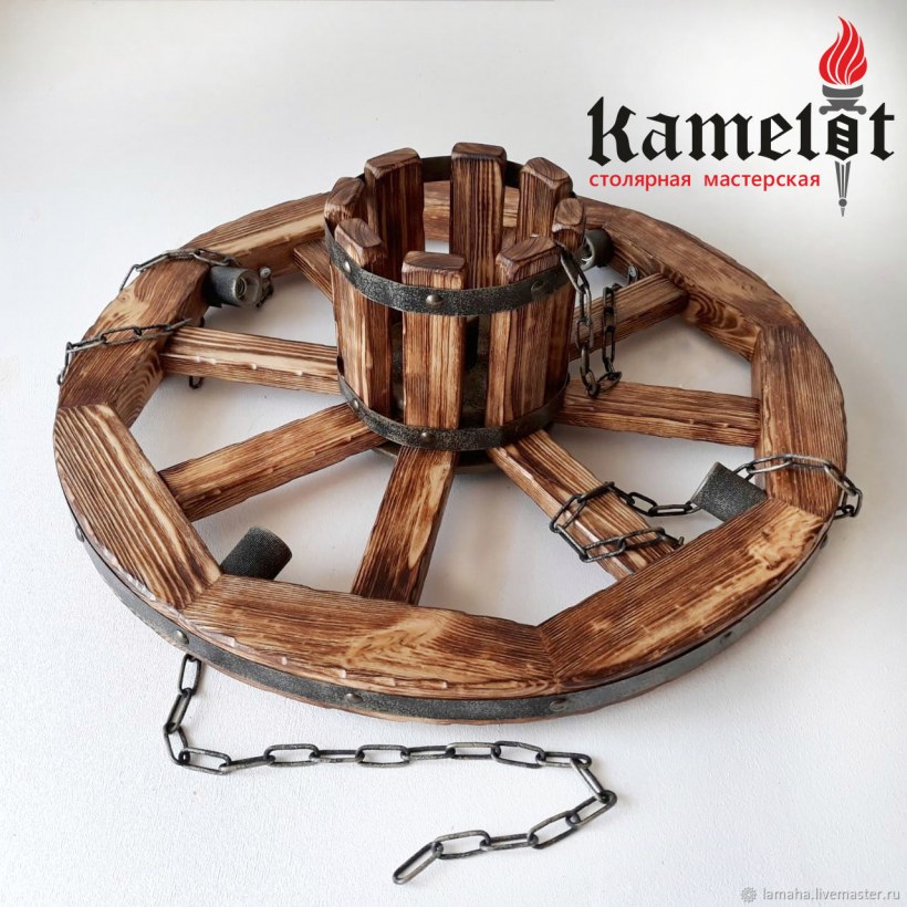 Колесо от прялки в интерьере