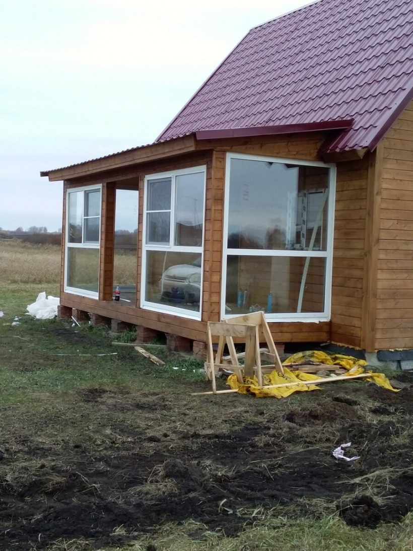 Открытая веранда из бруса