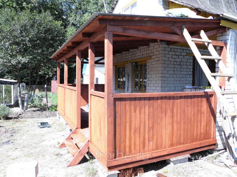 Открытая веранда из бруса