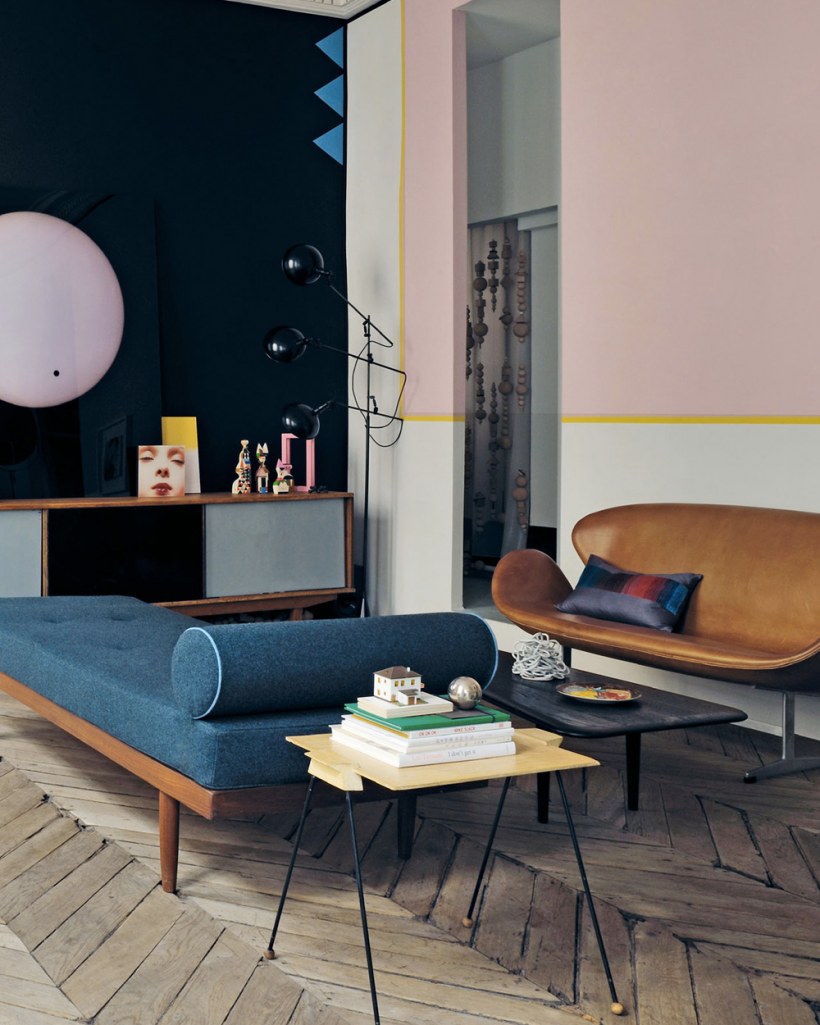 Синий с розовым в интерьере