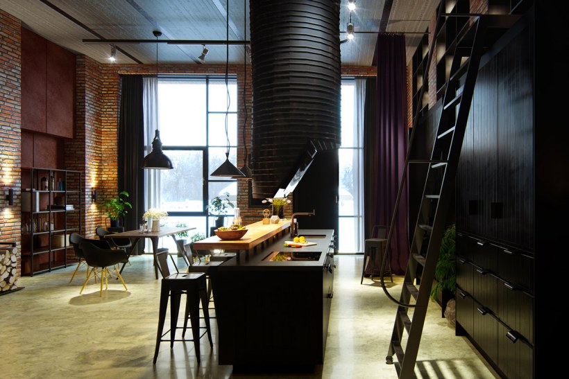 Кальянная в стиле лофт 100м2