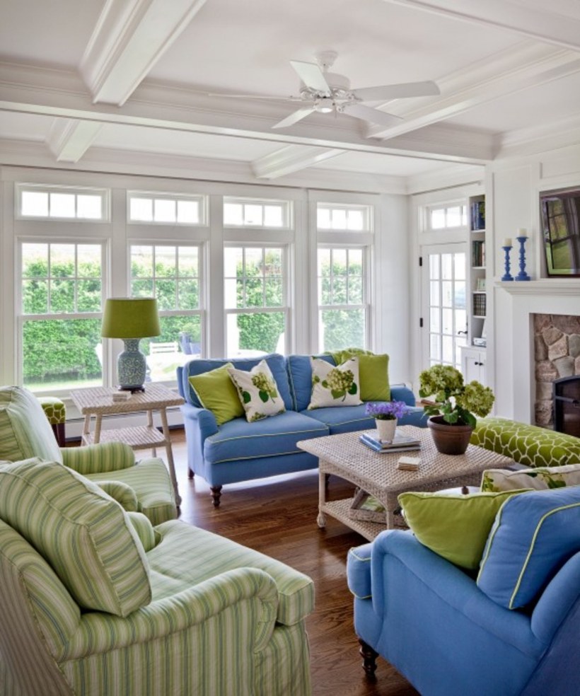 Интерьер в сине-зеленых тонах