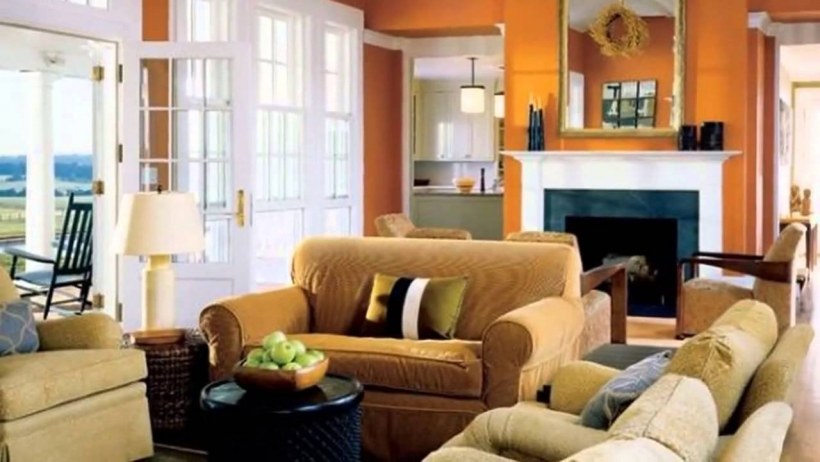 Гостиная в оранжевом цвете