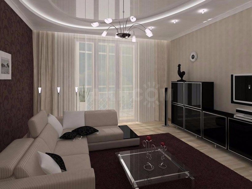 Интерьер зала в двухкомнатной квартире