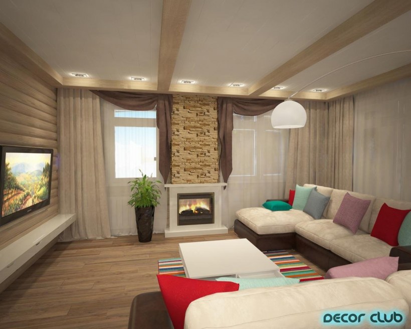 Планировка гостиной в загородном доме