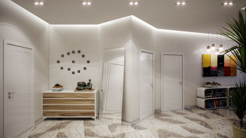 Подсветка картин в интерьере прихожей