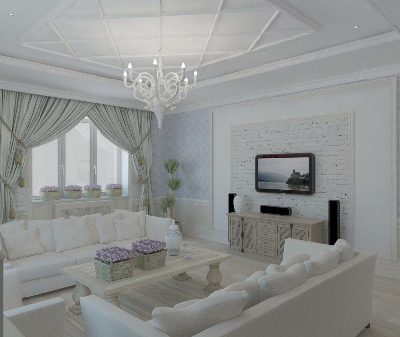 Современная гостиная в светлых тонах