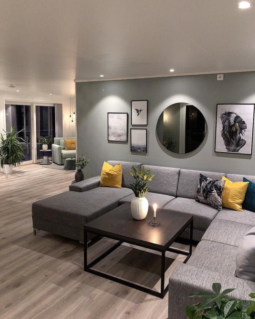 Серые стены в интерьере