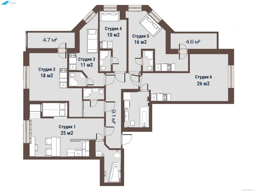 Многокомнатные квартиры планировка