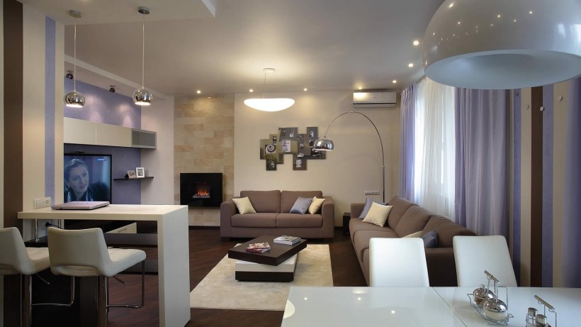 Интерьер однокомнатной студии 45 кв.м