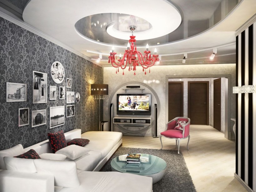 Интерьер гостиной объединенной с кухней