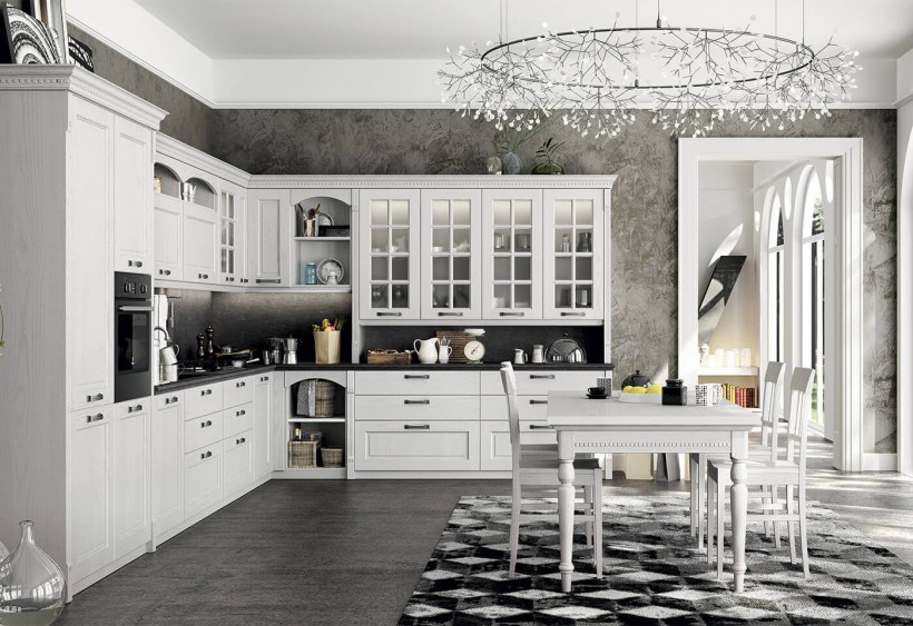 Классическая черно белая кухня