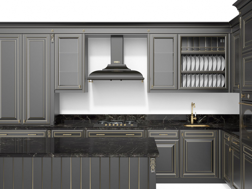 Черная классическая кухня