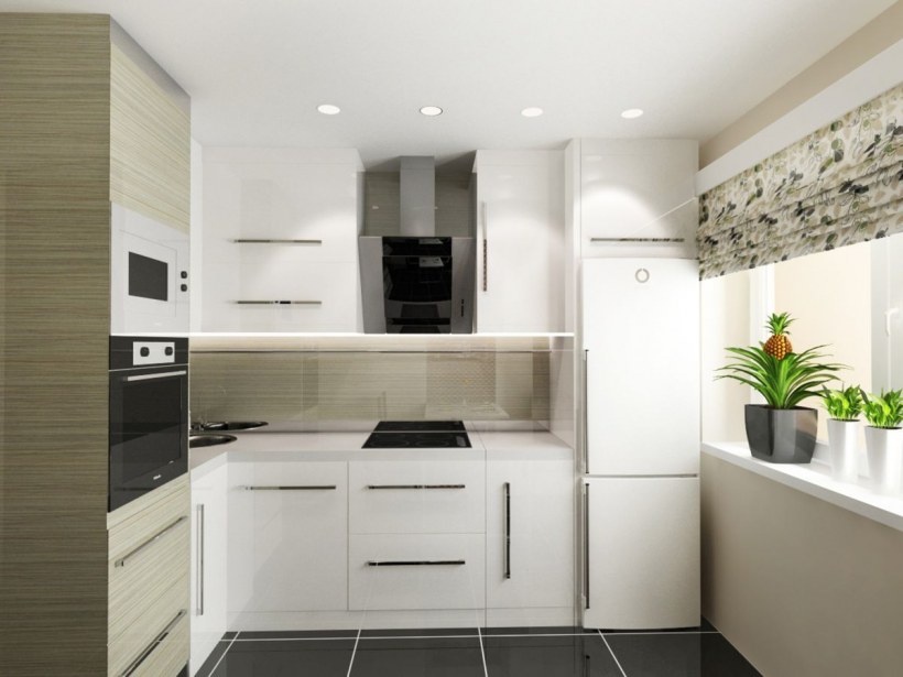 Глянцевая маленькая кухня стиль