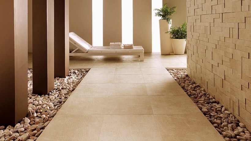 Отделка пола камнем