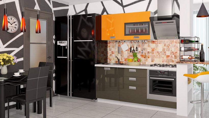 Модульная кухня Бьюти оранж грей