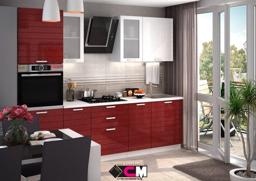 Кухня Линда 1,2 МДФ (белый/гранат)