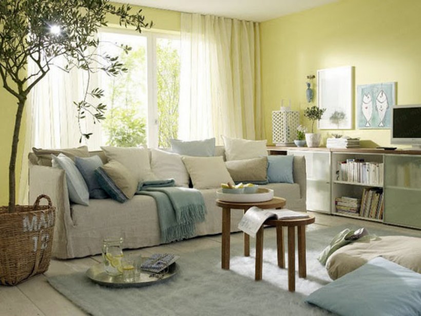 Гостиная в светло коричневых тонах