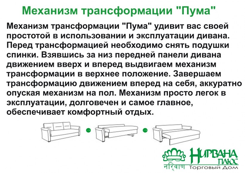 Механизмы трансформации диванов Пума