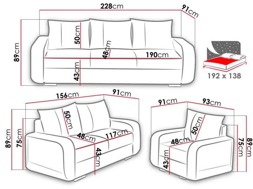 Набор диванов 3+2+1