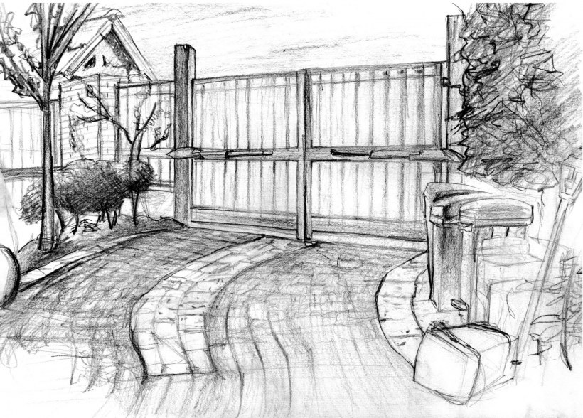 Ландшафтный пейзаж карандашом